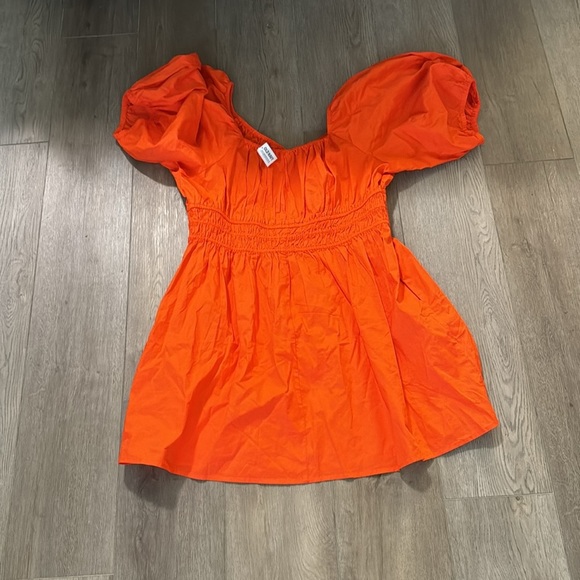 NWT! Old Navy Darling Clementine Waist-Defined Puff-Sleeve Mini Dress - Size XL - Picture 10 of 10